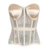 Women Mesh Corset Bustier Overbust Tight Shaping Strapless Bodice Slimm Waist Wedding Lace Up Boned