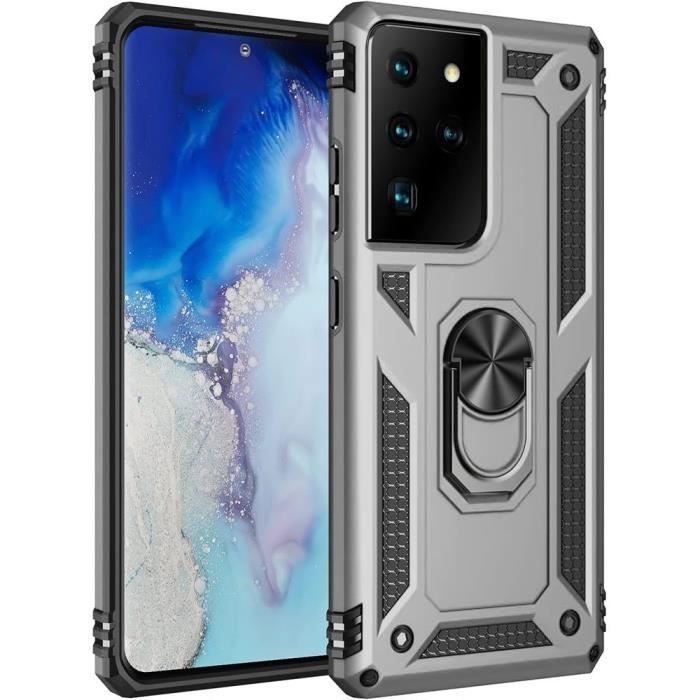 Чехол и Закаленные Стекла - PROSHOP - для Samsung S21 Ultra - Серебристый - Ударопрочный - Двухслойная Защита