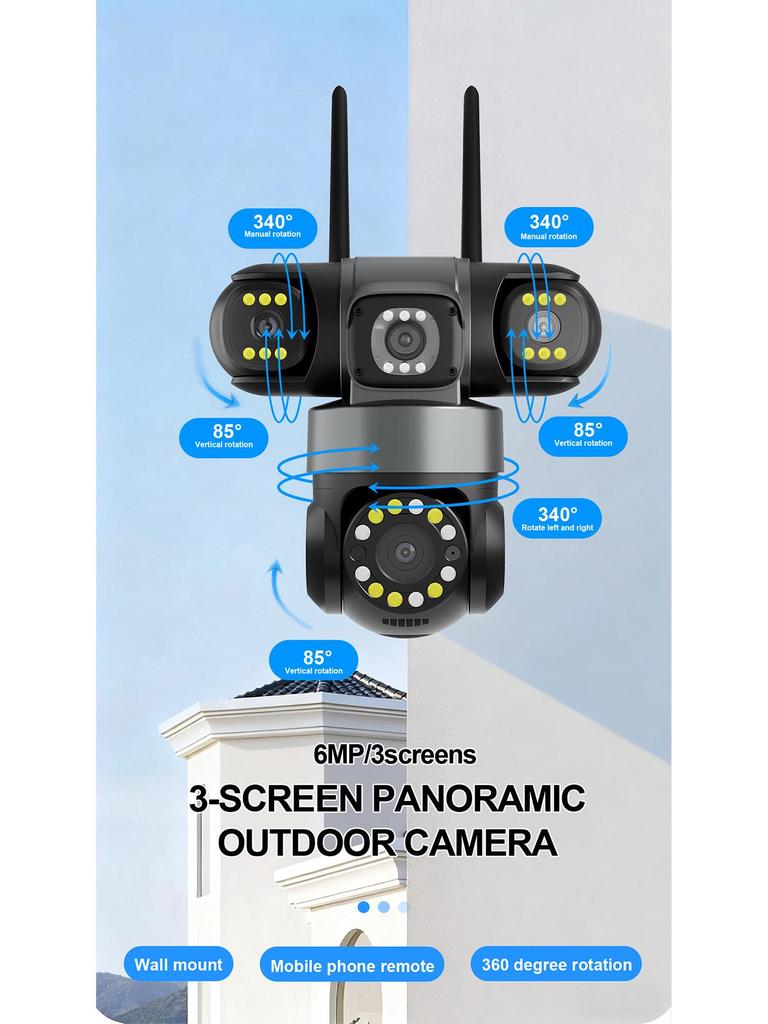 YOOSEE Wireless Triple-Lens HD Night Vision Surveillance Camera