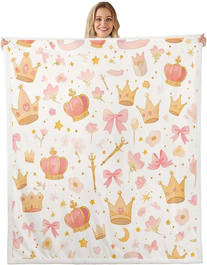 Плед с узором из синих бантов Мягкий флисовый плед Элегантный домашний декор Подарок для женщин Девочек Спальня Постельное белье Покрытие