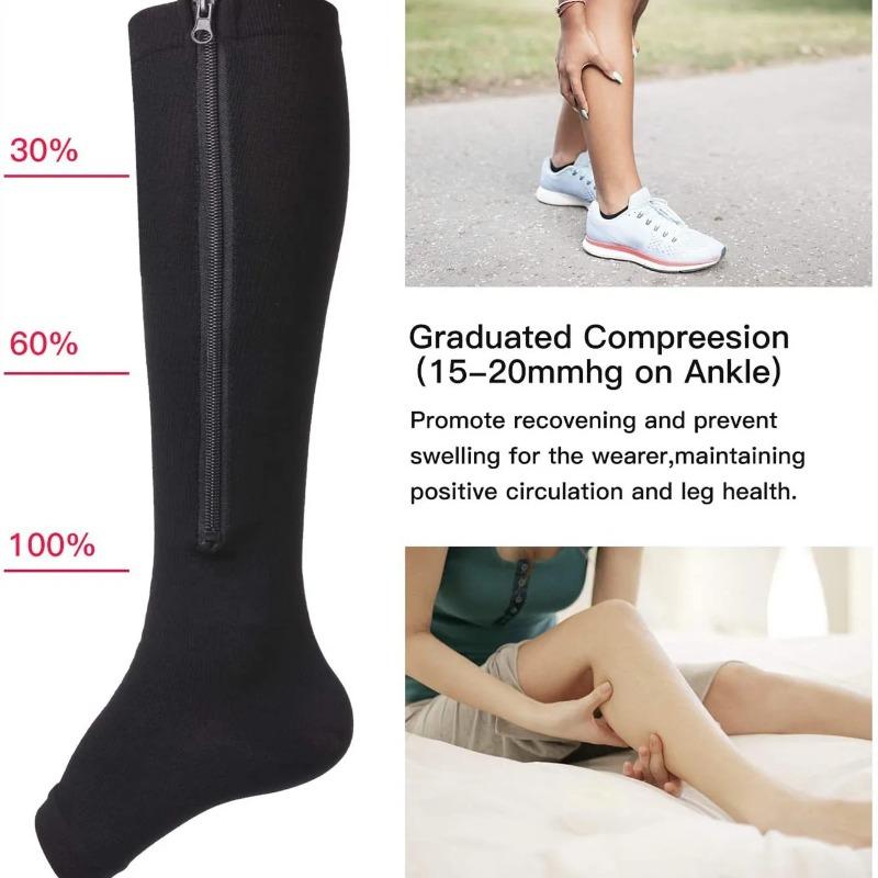 Athletic Compression Zipper Socks Vein Stretch Socks Women Men High Elasticity Pressure Long Biking Socks Leg Support