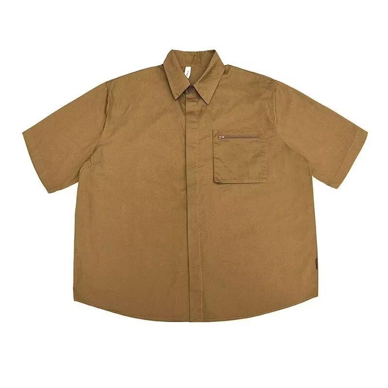 Замшевая рубашка с коротким рукавом для мужчин на лето, новая американская ретро-рубашка для пары с коротким рукавом, свободная и модная