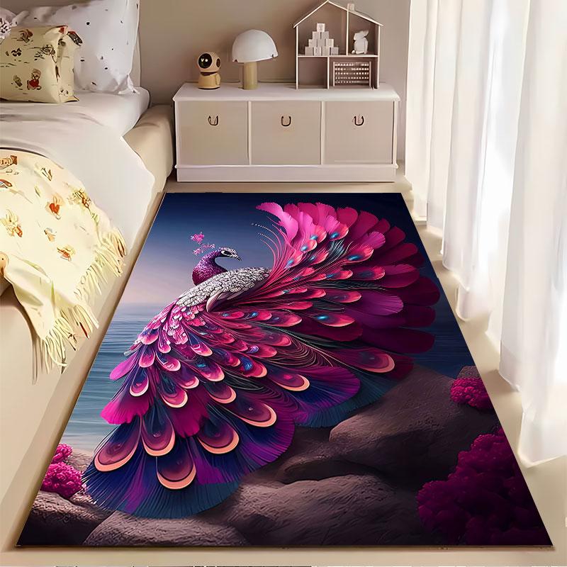 Elegant Pink Peacock Design suitable as a non-slip mat for the living room or bedroom sofa