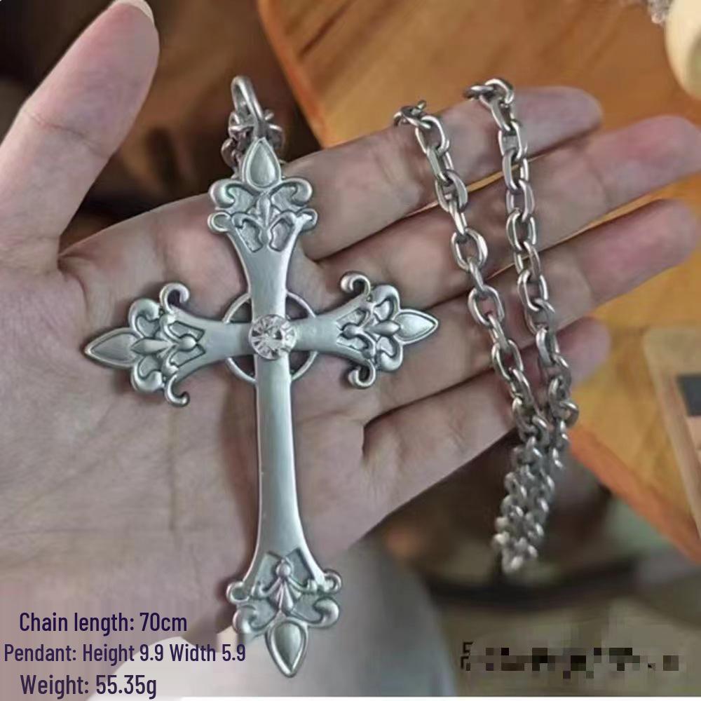 Винтажная хип-хоп цепочка-ожерелье: Подвеска «Пылающий крест» Унисекс.