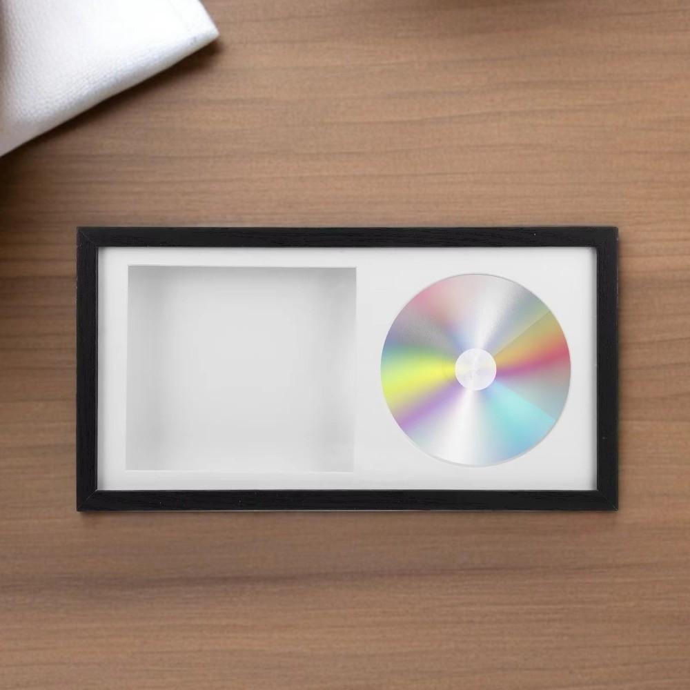 Wood CD Display Stand Black Frame CD Organizer Rack Creative CD Display Frame Desktop Decor