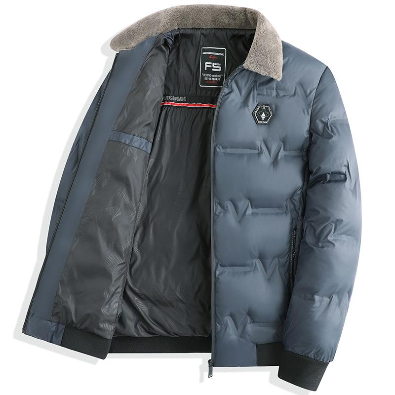 Men's Windproof Bomber Jacket Winter Warm Padded Thick Outwear Flight Coats Fleece Lapel Jackets for Male Plus Size