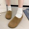 Fashion Faux Suede Flat Slippers Women New 2024 Autumn Vintage Close Toe Mules Shoes Woman Soft Sole Cork Slides Outdoor Slippers