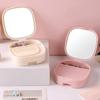 Hair Clips Storage Box With Makeup Mirror And Comb Desktop Folding Dormitory Princess Desktop Dressing Student Portable Mirror