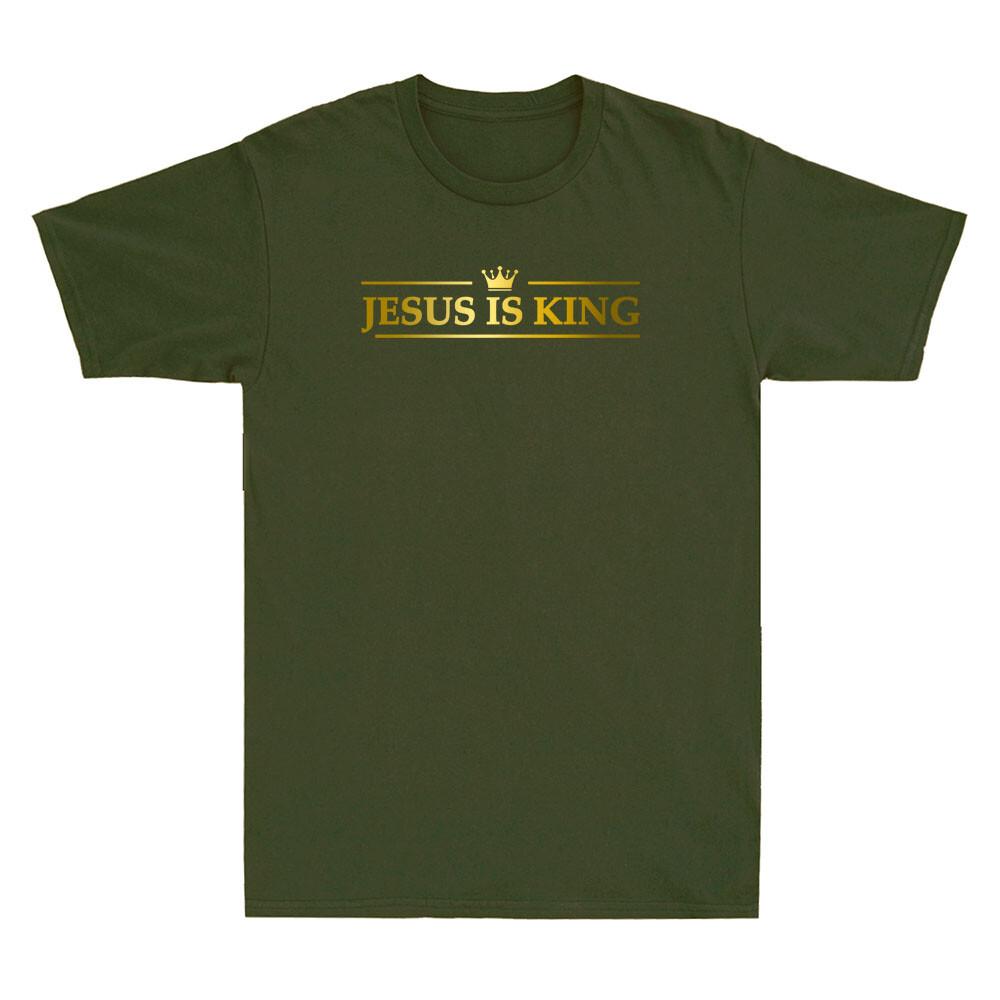 Jesus Is King Design Crown Golden Print Funny Christian Gift Cool Unisexs Tshirt