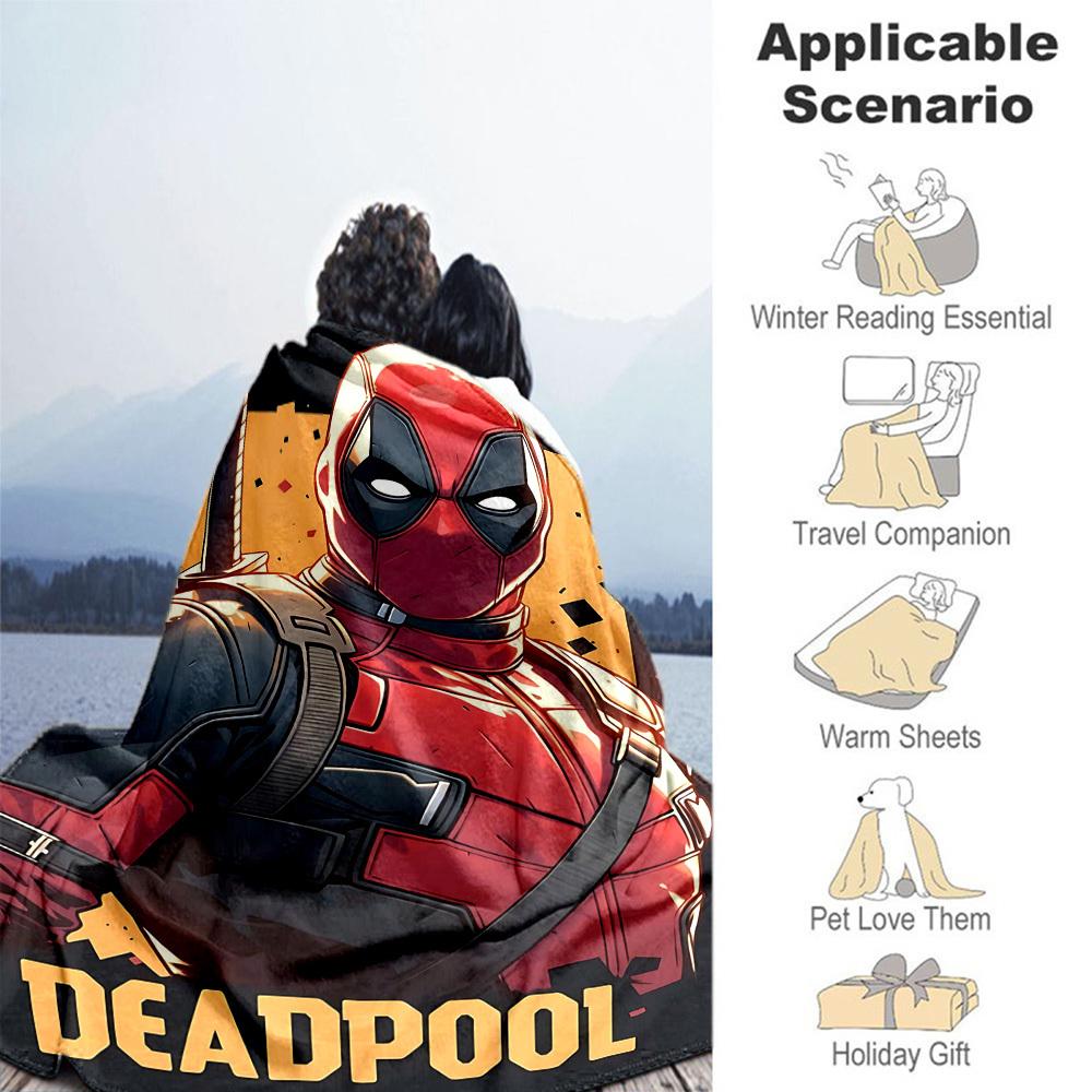 1pc Deadpool Outdoor Blanket Lightweight Flannel, Soft & Warm, All-Season Use for Sofa, Outdoor, Camping, Living Room, Office015