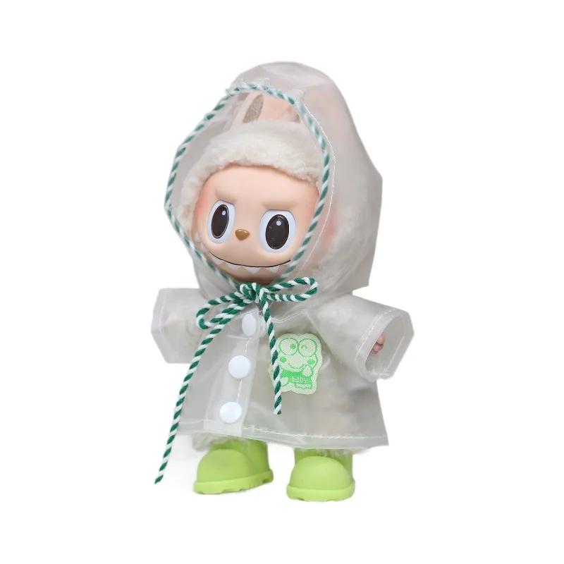 17cm Labubu Raincoat Doll Clothes Heartbeat Macaron Outfits Labubu Accessories
