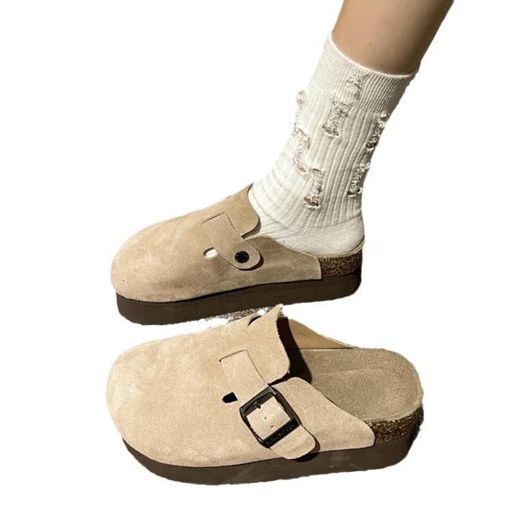 Туфли Boken на толстой подошве для женщин, новая весна-осень 2025 года, ленивые люди увеличивают рост внутри с одной педалью, и голова сумки Boken - ха