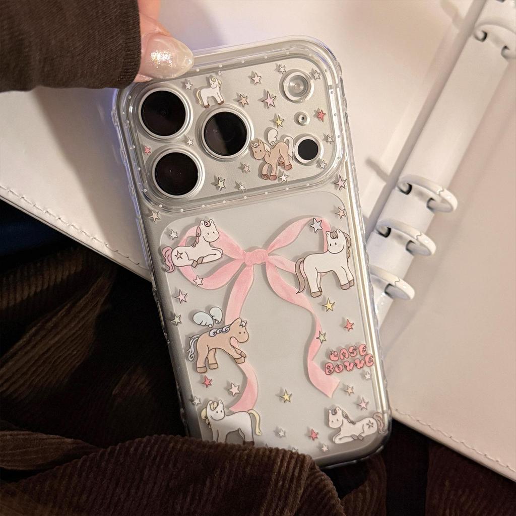 Розовый Пони с Бантом Чехол для Телефона для iPhone 16, iPhone 17, iPhone 17 Pro Max