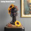 M-Modern-African Art Bust Statue, Home Decor African Sunflower Girl Figurines, Home Decor Resin Black African Bust Sculpture Eas