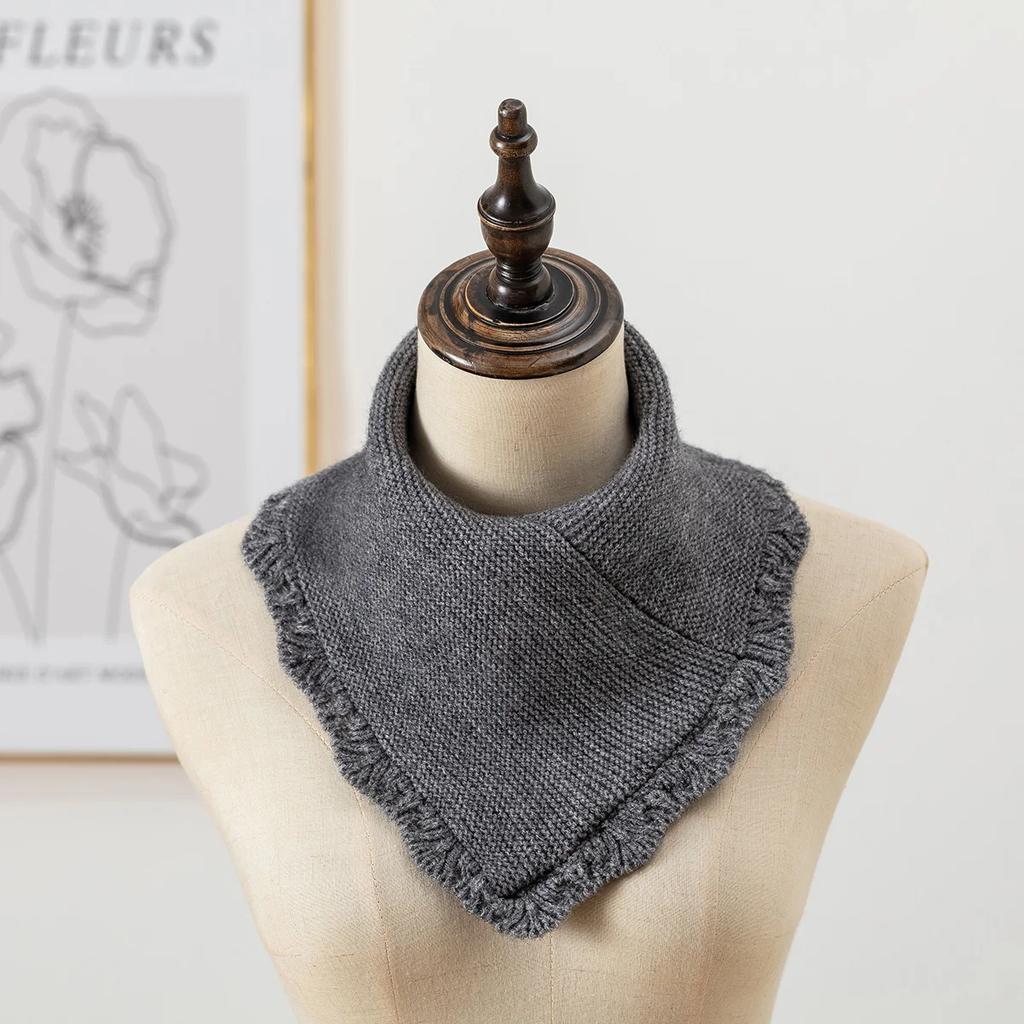 Толстый зимний теплый шарф с кольцом, женский однотонный вязаный полосатый шейный платок, уличная лыжная полная маска, шерстяная пряжа, глушитель Bufanda