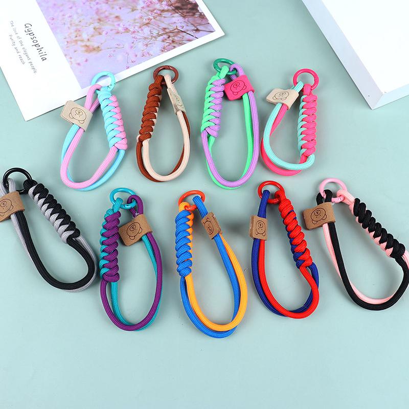 Cute Braid Mobile Phone Lanyard Anti-Loss Short Wrist Band Pendant Multi-Purpose Phone Hanging Strap Candy Color Lanyard