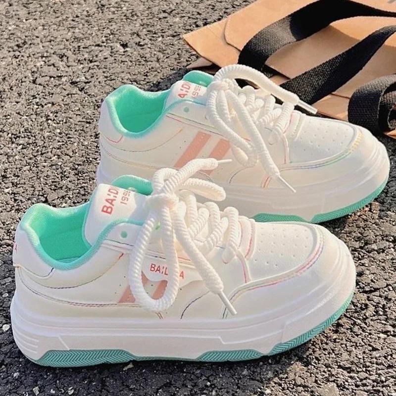 Autumn Women Sneakers Platform Sport Shoes Female Flat Casual Shoes Breathable Lace Up Tennis White Vulcanized Shoes for Women