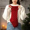 Rhombus Texture Knitted Christmas Stocking Large Size Xmas Gift Bag Christmas Gift Socks  Navidad