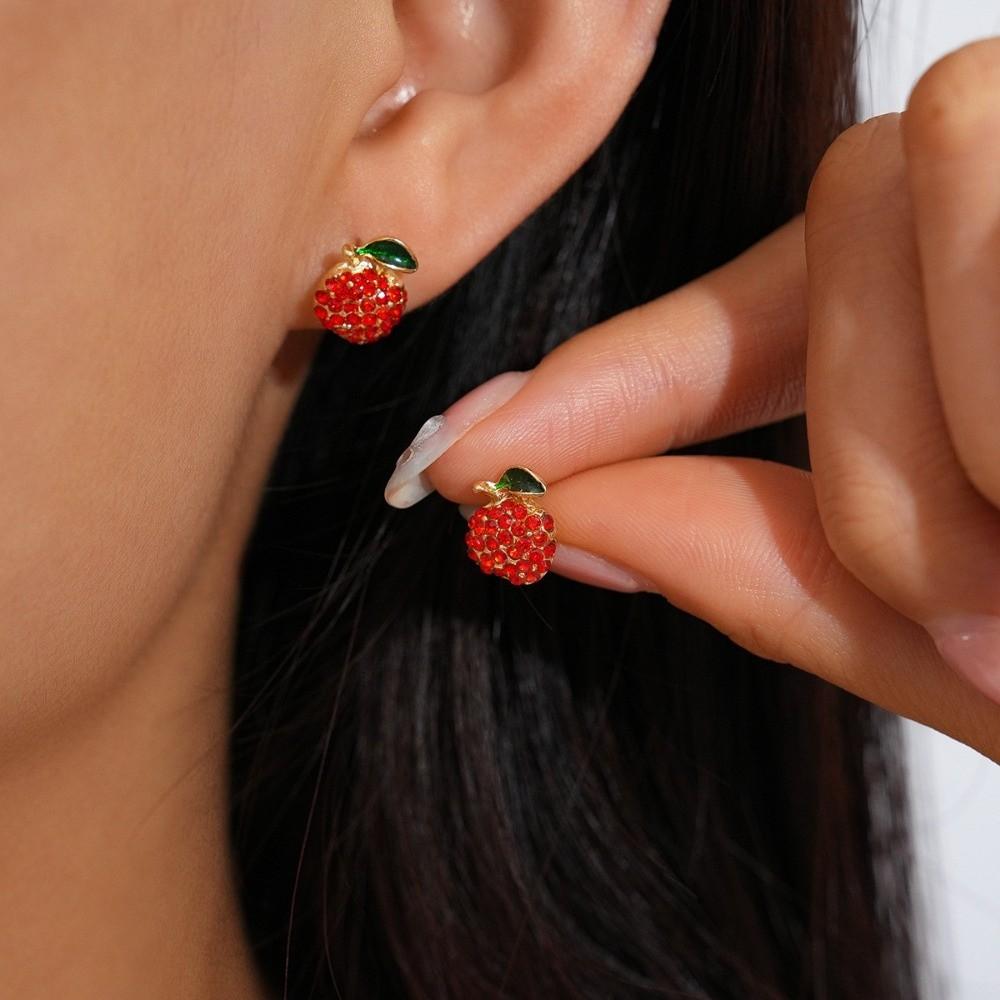 Strawberry Lemon Mini Cherry Earrings Orange Cherry Small Fruits Ear Stud Jewelry Gift