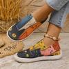 Cute Cat Sneakers Lightweight Comfortable Women's Cute Cat Print Slip-On Sneakers Breathable Mesh Fabric for All-Season Outdoor Shoes