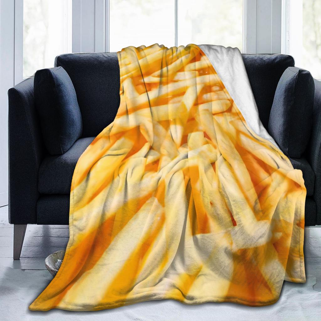 Delicious Food Pattern French Fries Knitted Blanket Flannel 3D Lightweight Thin Throw Blankets Bedspreads Quilt Multi-function