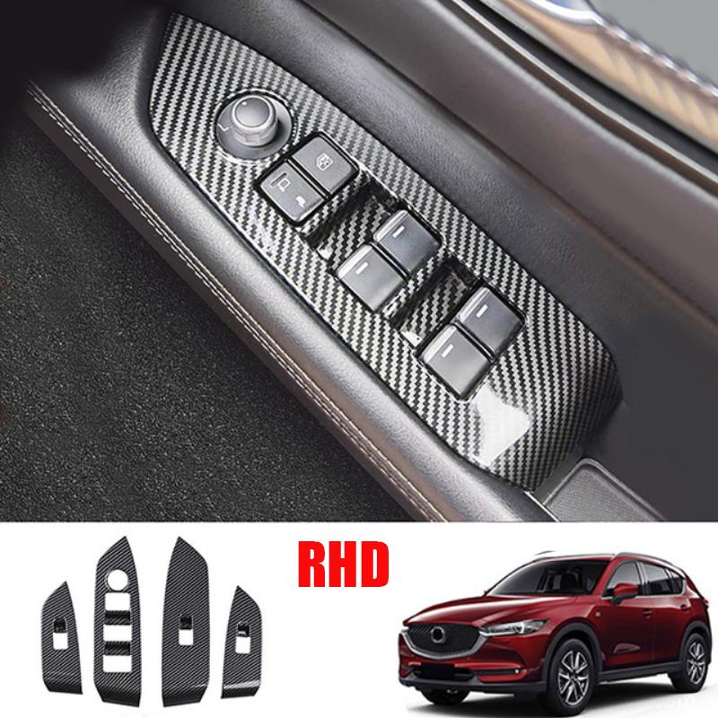 Для Mazda CX-5 CX5 2017 - Внутренняя накладка на стойку А с карбоновой отделкой, накладка на панель переключения передач, накладка на ручку двери, накладка на кнопку стеклоподъемника, накладка на решетку динамика
