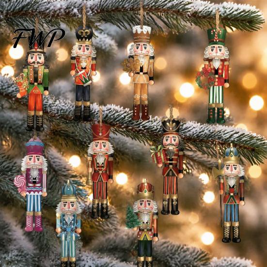 Classic European Style Nutcracker 48Pcs Christmas Wooden Ornaments, Soldier Hanging Decorations, Vintage Holiday Gift for Friends Wood Tree Decor Xmas