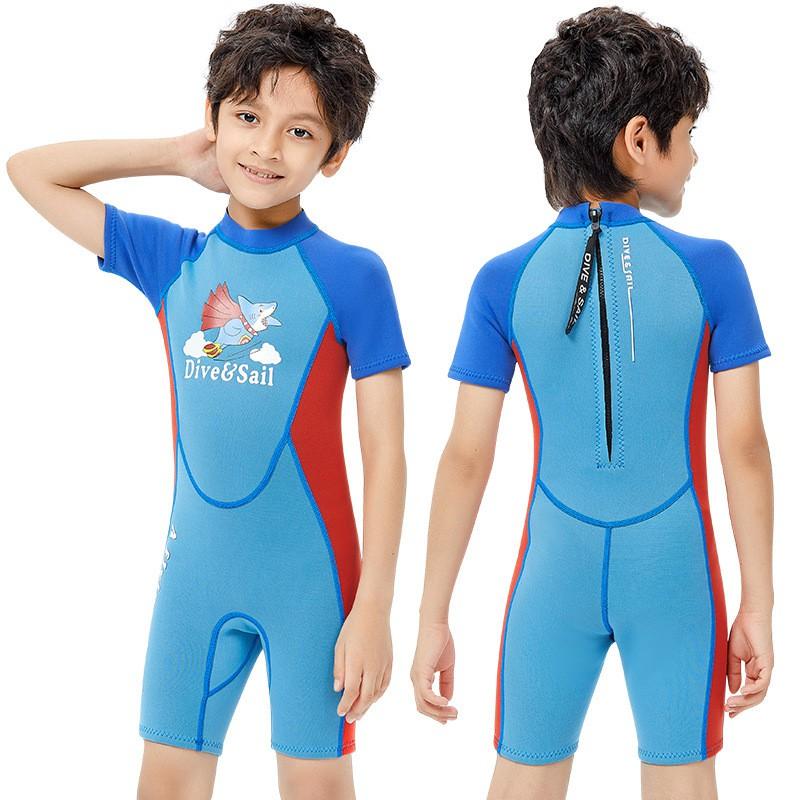 Kids 2.5mm Short Sleeve Full Wetsuit Snorkeling Swimming Surfing Diving Warmth Protection Chloroprene Neoprene