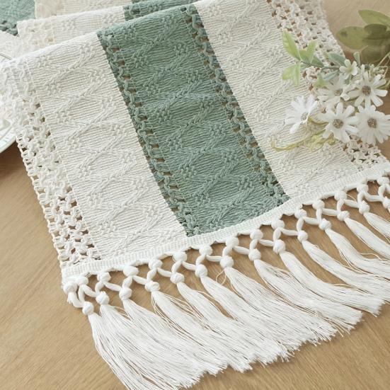 Ткань для праздничного стола, плетеная ткань в стиле бохо, кисточка, контрастный цвет, плетеная