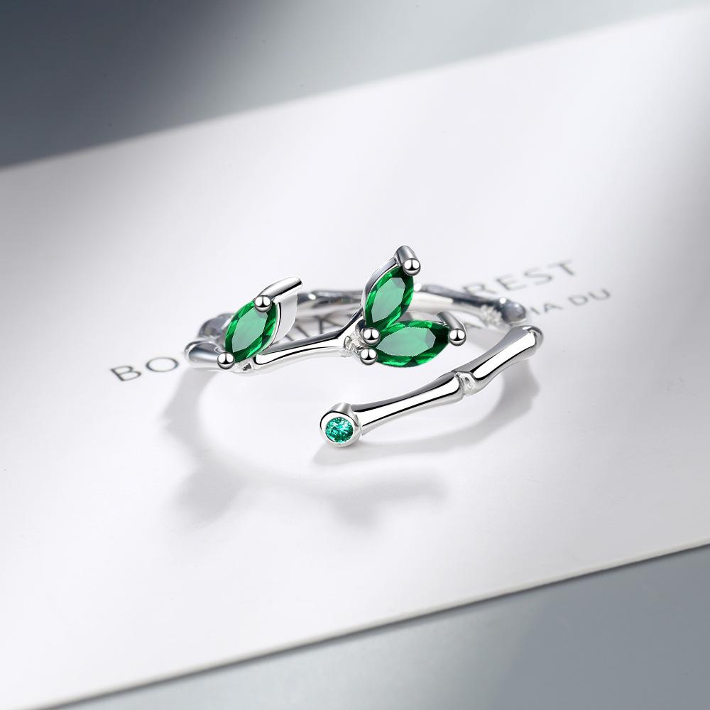 925 Silver Twig Green Leaf Rings For Women Luxury Designer Jewelry Accessorie GaaBou Jewellery