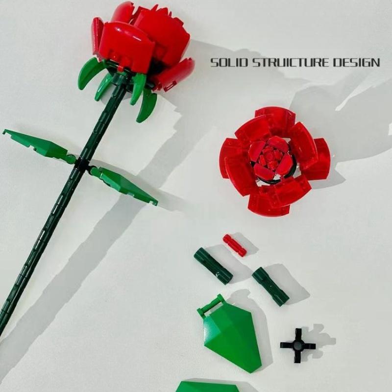 Креативный романтический цветок розы, домашний стол, украшение букета растений, строительные блоки, кирпичи, подарки на день рождения, День святого Валентина для девочек, влюбленных, леди