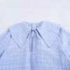 Spring 2025 Women's European & American Plaid Tie-Up Peter Pan Collar Shirt
