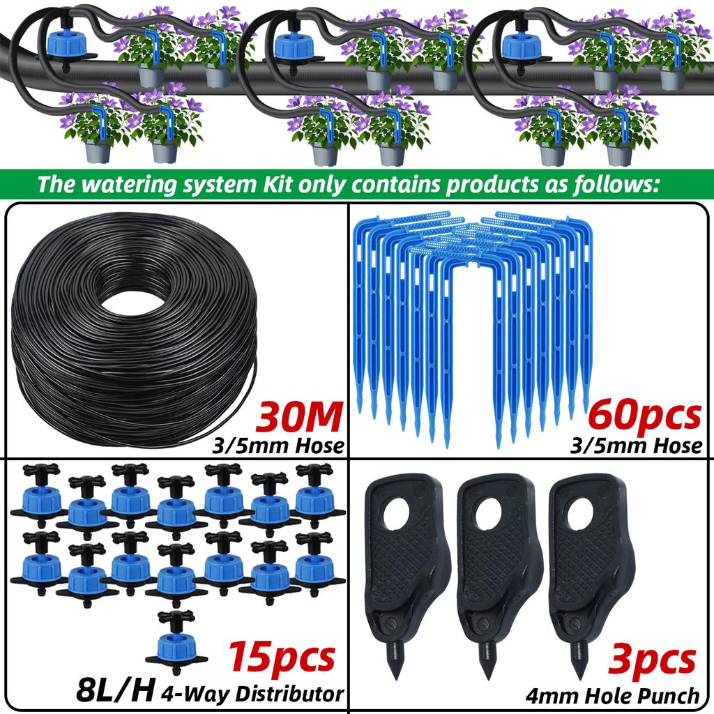 Набор для капельного полива Kesla 10-100 м 4-ходовой 2-ходовой 8 л Капельная стрелка Шланг 3/5 мм Система полива Капельница Дождеватель Посадка в горшки Теплица