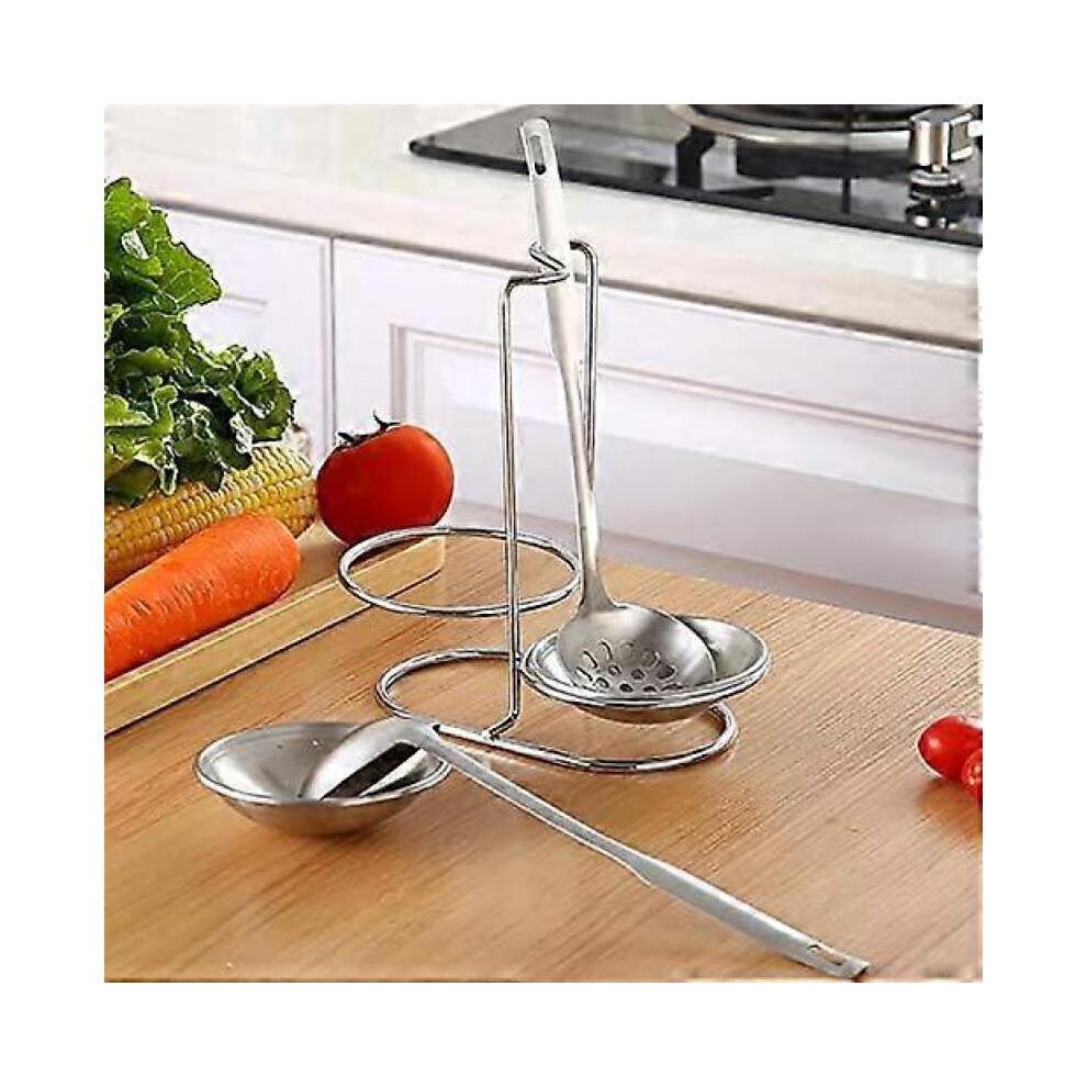 304 Stainless Steel Double Ladles Holder Vertical Spoon Rest Cooking Utensils Stand