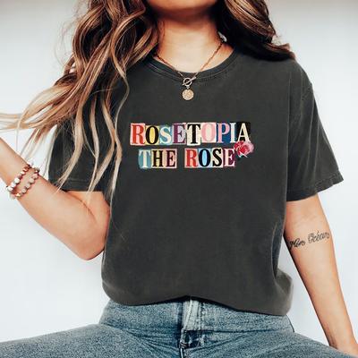 Футболка Rose Rosetopia World Tour 2026 Футболка с альбомом Rose Мерч для концертов Kpop Винтажные женские футболки с коротким рукавом Подарок для фанатов Kpop
