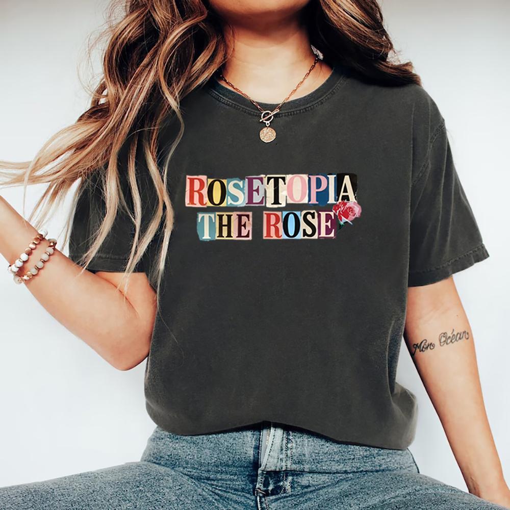 Футболка Rose Rosetopia World Tour 2026 Футболка с альбомом Rose Мерч для концертов Kpop Винтажные женские футболки с коротким рукавом Подарок для фанатов Kpop