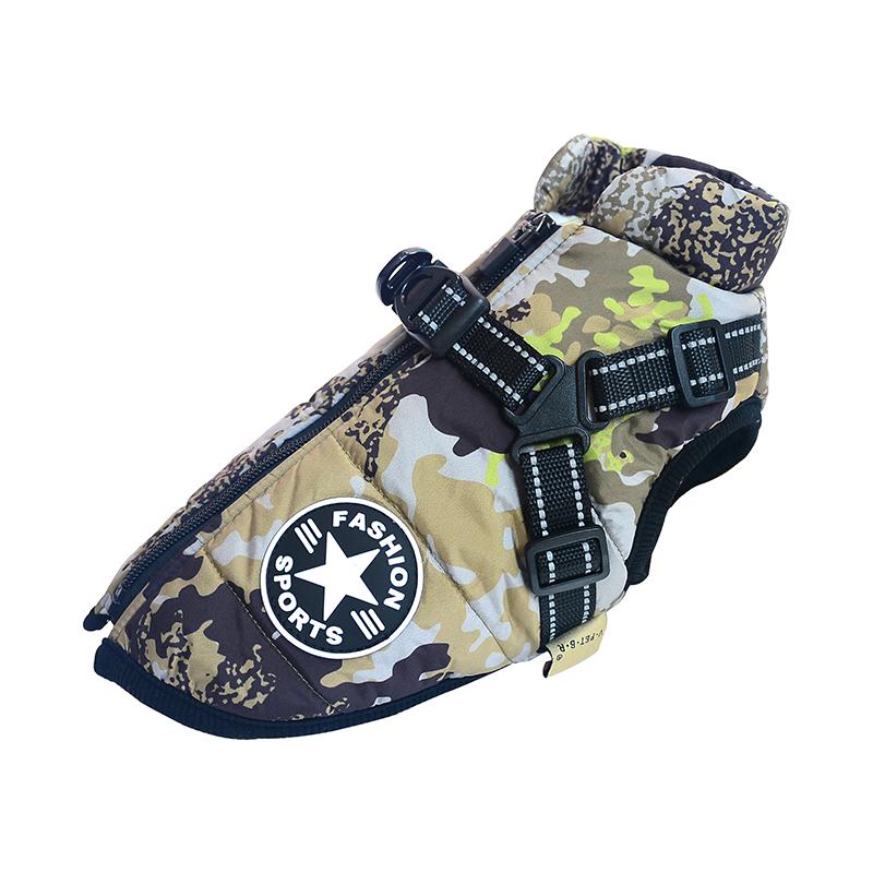 Зимняя теплая куртка для крупной домашней собаки с шлейкой, водонепроницаемое пальто для большой собаки для лабрадора, чихуахуа, французского бульдога, уличная одежда для собаки