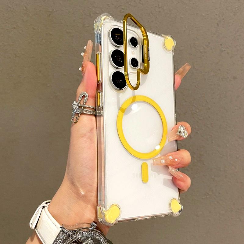 Роскошный прозрачный чехол для Samsung Galaxy S25 S24 S23 S22 Ultra Plus A17 A56 A36 A16 A26 S24FE Магнитная подставка Magsafe Защитная крышка