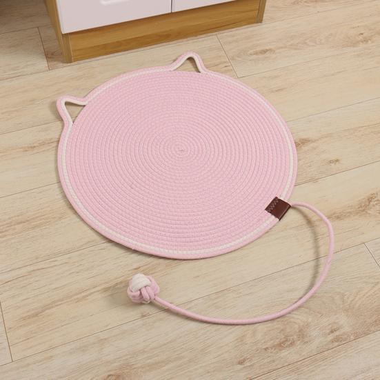 Cat Scratching Pad Large Size 35cm Natural Cotton Rope Cat Scratching Mat Dual Scratching Pads for Indoor Cats Sturdy Clean Cat Bed with Toy Ball