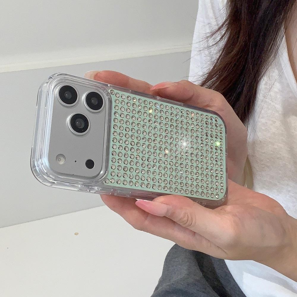 Luxury Full Screen Glitter Rhinestone Transparent Phone Case For iPhone 17 16 15 14 18 Pro Max Fashion Shiny Protection Cover