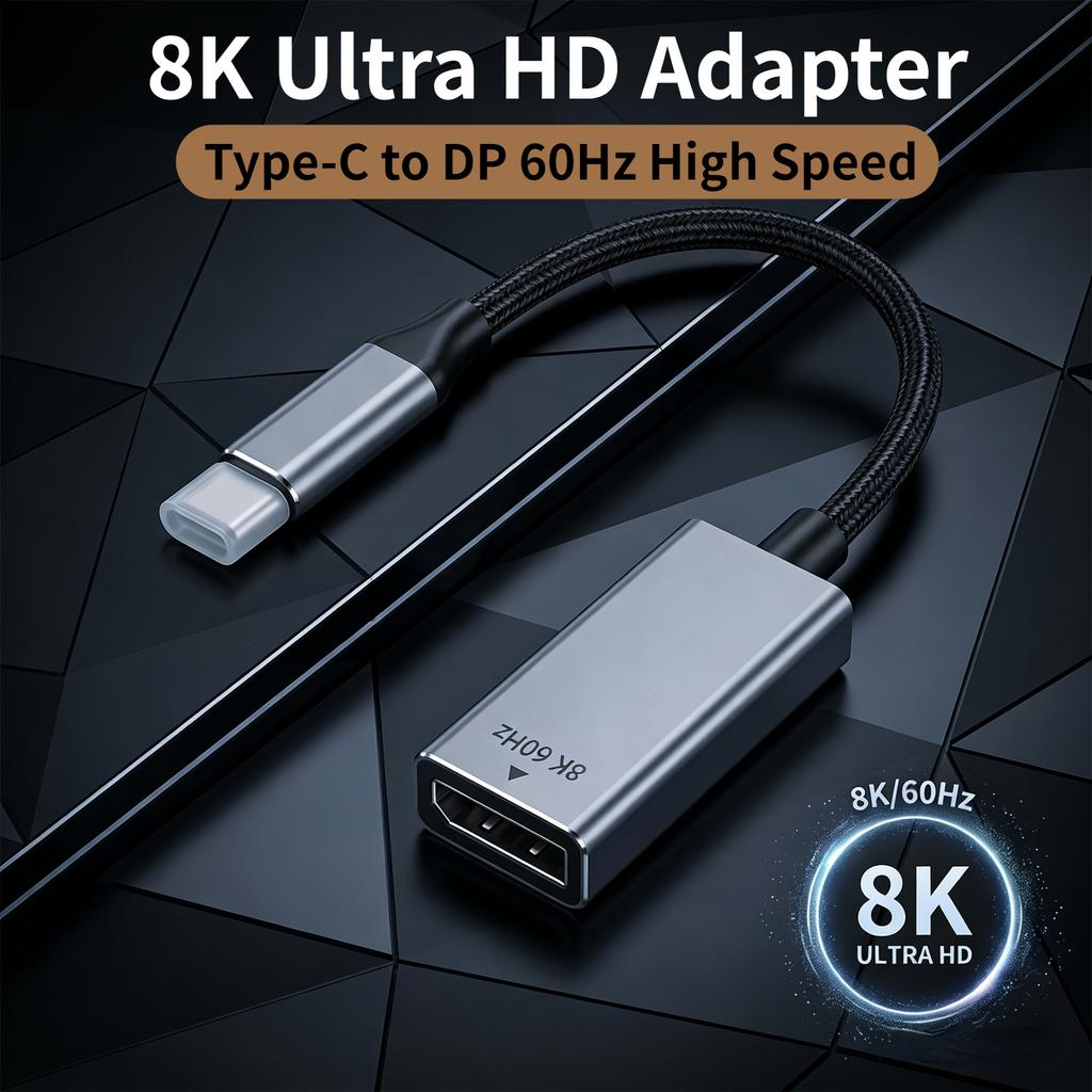 Адаптер Type-C на DP 1.4 (розетка) 8K/4K 60 Гц Thunderbolt 3 Type-C на Displayport 1.4 Конвертер кабеля для MacBook Pro Samsung Dell