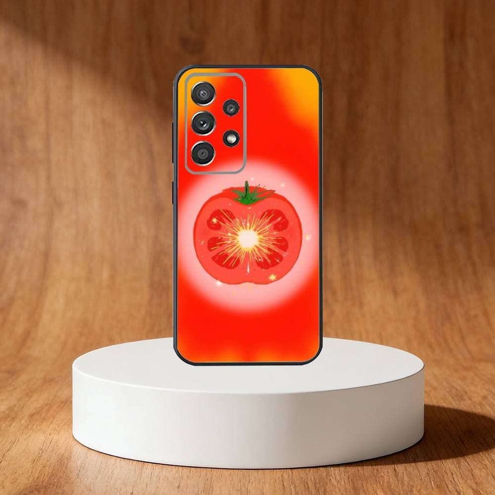 Ins cute Tomatoes Phone Case For Samsung S25,S24,S21,S22,S23,S30,Ultra,S20,Plus,Fe,Note,10,9,5G Black Cover
