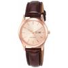 Arias Amalfidia Analog Watch with Day and Date Display, Waterproof Leather Strap, Pink Dial, Brown, A45L01, Women's