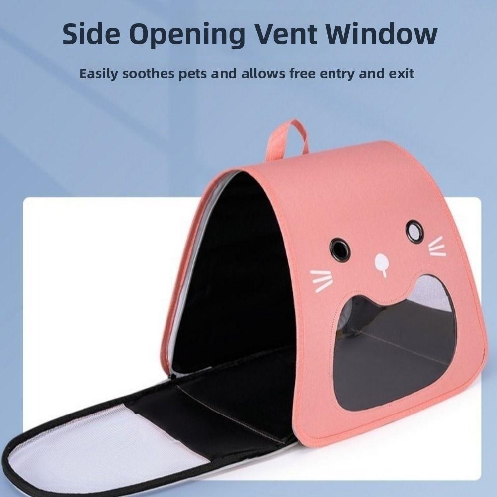Foldable Cat Carrier Bag Large Capacity Breathable Kitten Carrying Bag Collapsible Hands-free Pet Travel Bag Animal Carrying