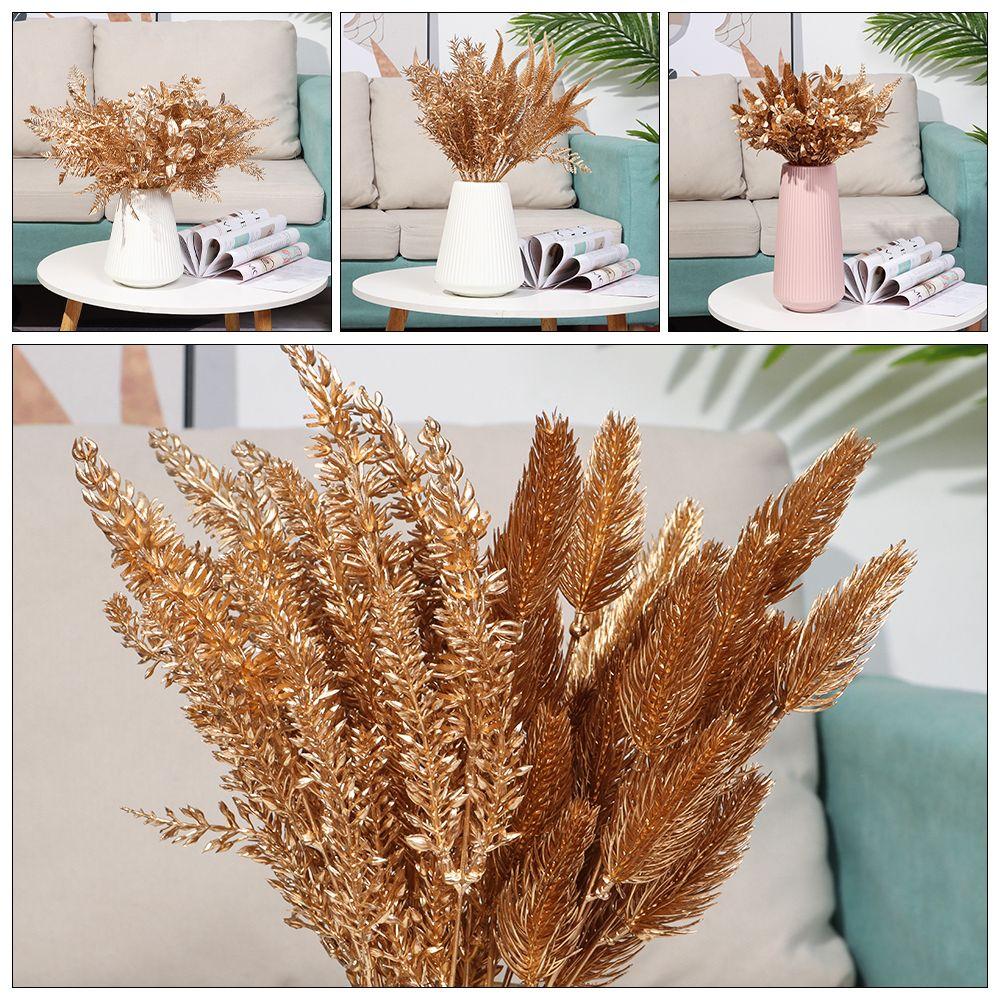 Plant Christmas Ornament Artificial Plant Gold Silver Simulation Leaf Christmas Artificial Flower