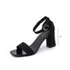 Women's Summer Fashion Sandals Medium High Heel Outdoor Sandalias Elegant Wedding Shoes Bridal Plus Size 34-40 Buckle Strap