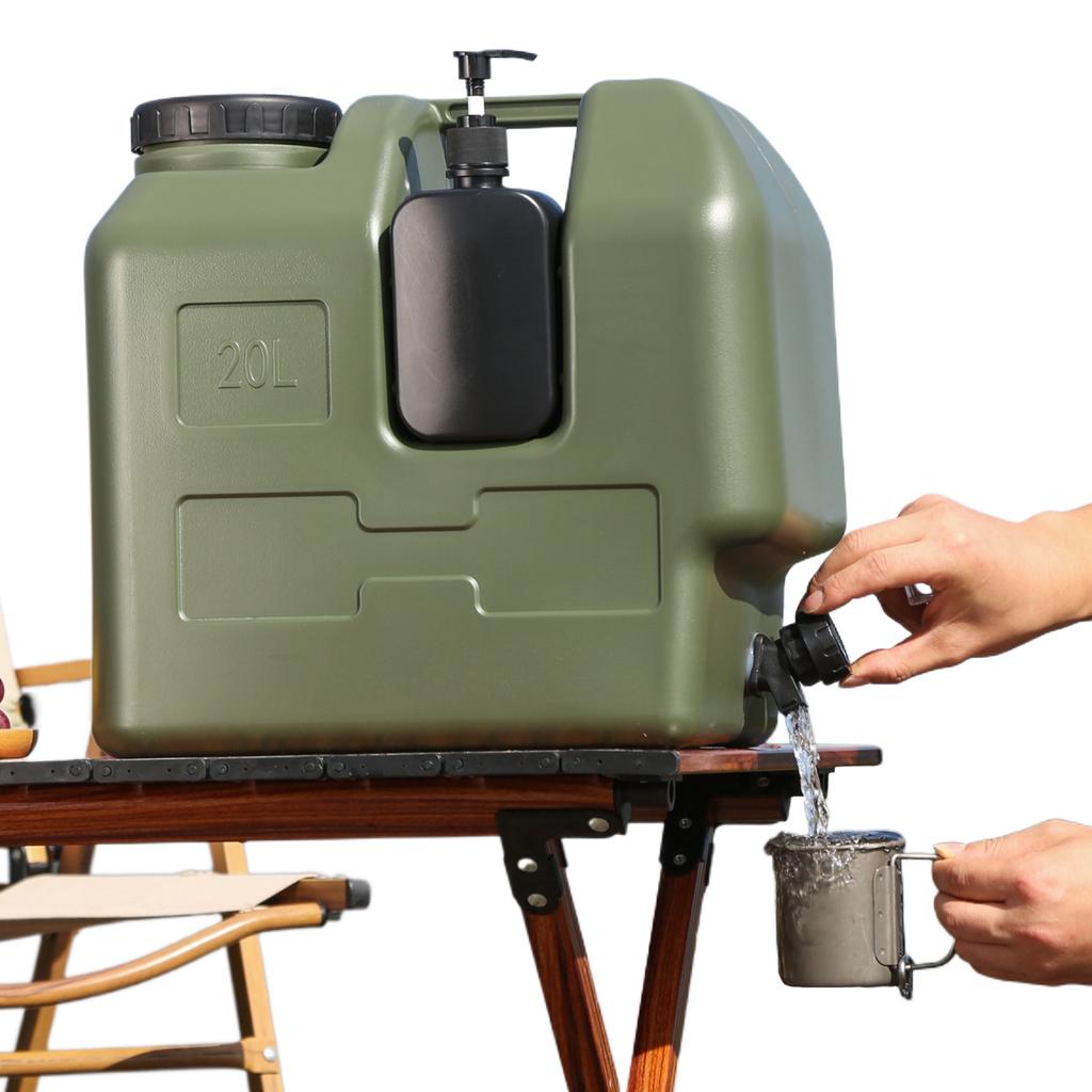 20L Camping Water Container Large Capacity Emergency Water Jug with Spigot & Hand Sanitizer Jar Plastic Water Storage Bucket