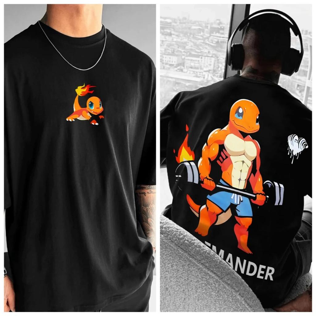 Pokémon Animation Derivatives Pattern Printing T-shirt Men's Women's 2025 Summer Oversize Loose Cotton Street Trend Brand Top