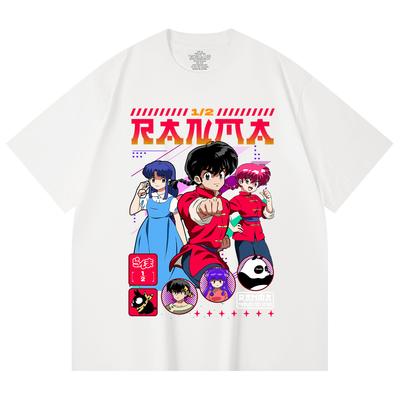 230 г/м² 100% хлопок Ranma 12 V5 Принт Унисекс Тяжелая хлопковая футболка