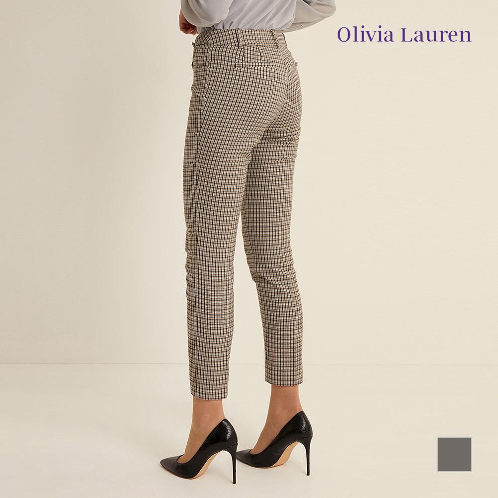 OLIVIALAUREN Прямые клетчатые брюки_Vocdlxs1231
